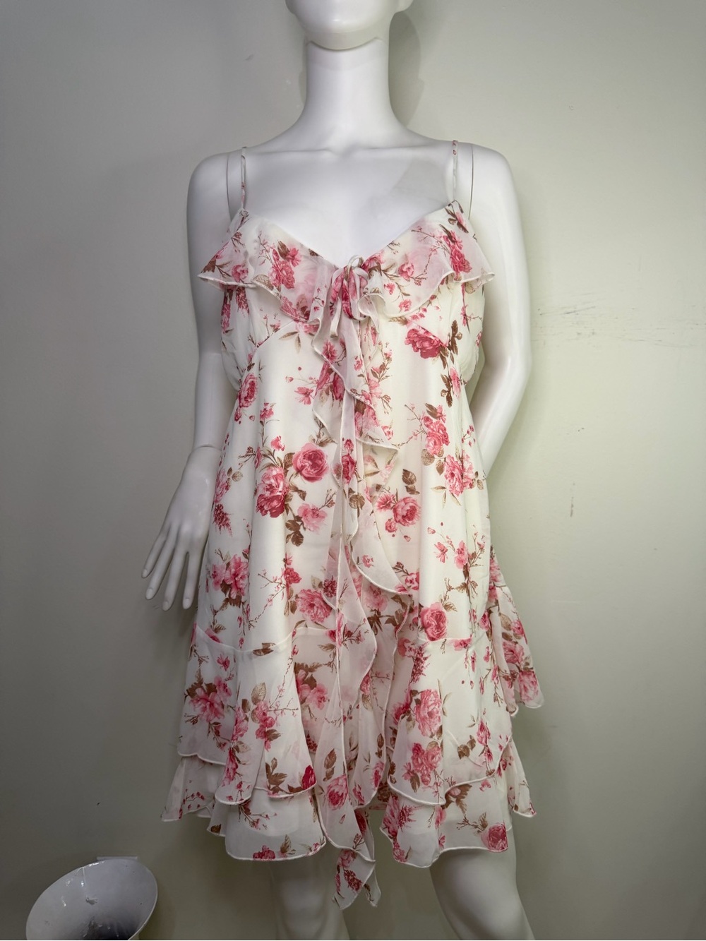 Jessica Simpson Cream Slip Dress with Pink Floral Accents